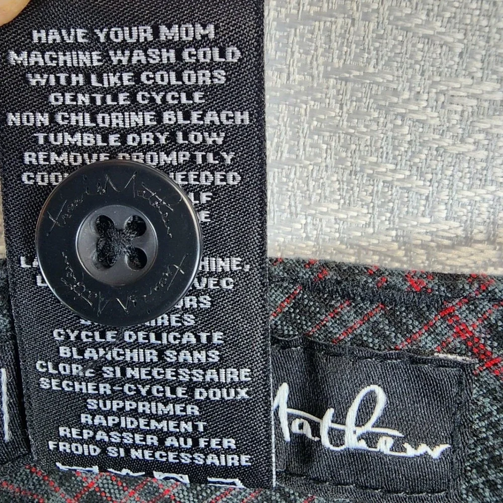 TravisMathew Grey Red Plaid Golf Shorts Men 36 Performance Stretch Preppy Casual